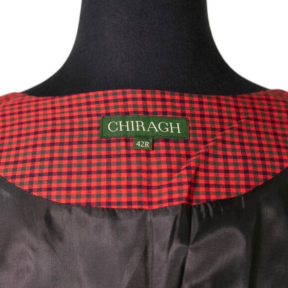 Mens 42R Wool Vest Red Green Blue Check Waistcoat Preppy Casual Formal Party - Picture 3 of 10